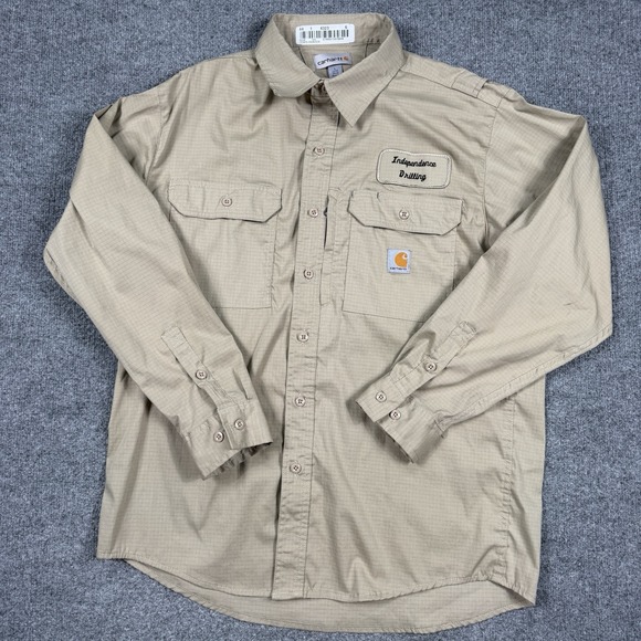 Carhartt Other - Carhartt Button Up Shirt Mens Large Tan Long Sleeve Vented Workshirt Workwear